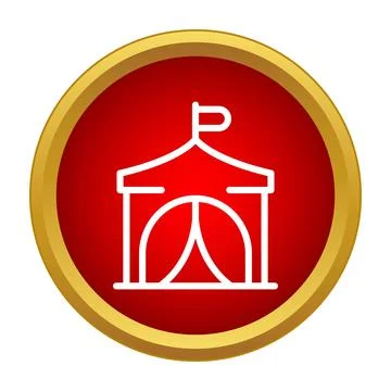 Circus tent icon for fun carnival event Stock Illustration
