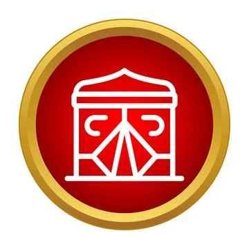 Circus tent icon inside red circle frame Stock Illustration