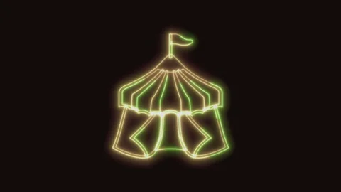 Circus Tent Icon Neon Seamless Loop 4K (Black Background) Stock Footage 310357552
