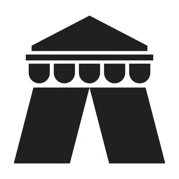 Circus tent icon vector design template in black color isolated sign on white Stock Illustration