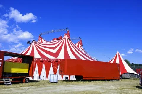 Circus tent installed ready for representation Stock Photos