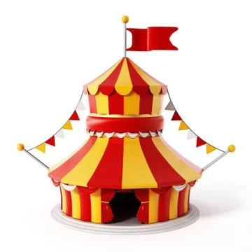 Circus tent isolated on white background. 3D illustration Stock Illustration