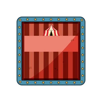 Circus tent label with striped frame design Stock Illustration