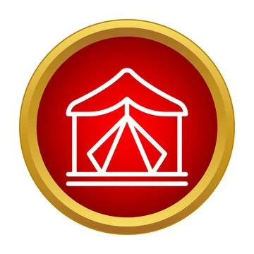 Circus tent marquee event icon in red circle Stock Illustration