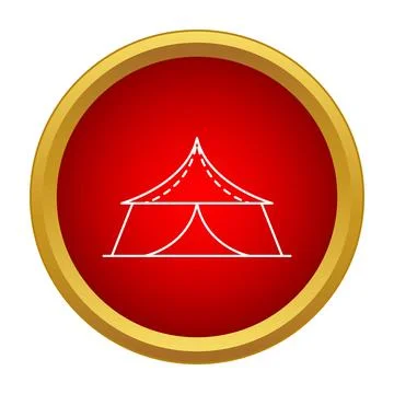 Circus tent marquee icon on red background Stock Illustration