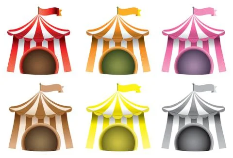 Circus Tent Vector Icon Set Stock Illustration
