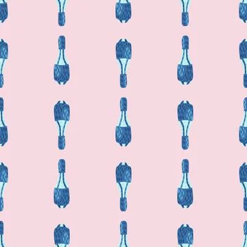Circus theme seamless pattern with bright blue juggler mace ornament. Light p Illustrazione stock
