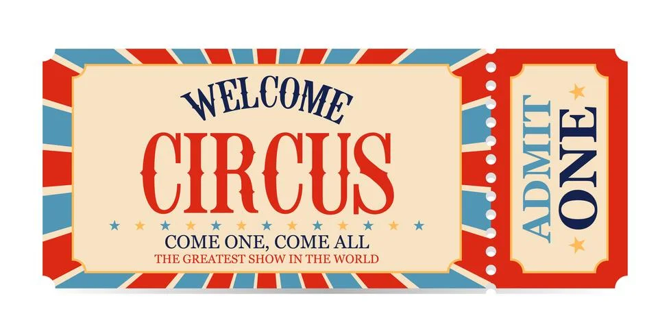 Circus ticket. Vector Image. Horizontal circus ticket. 스톡 일러스트