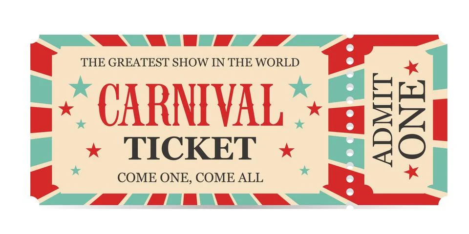 Circus ticket. Vector Image. Horizontal circus ticket. 스톡 일러스트