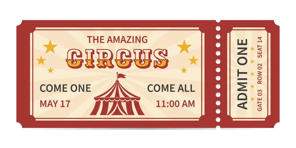 Circus ticket. Vector Image. Horizontal circus ticket. Stockillustratie
