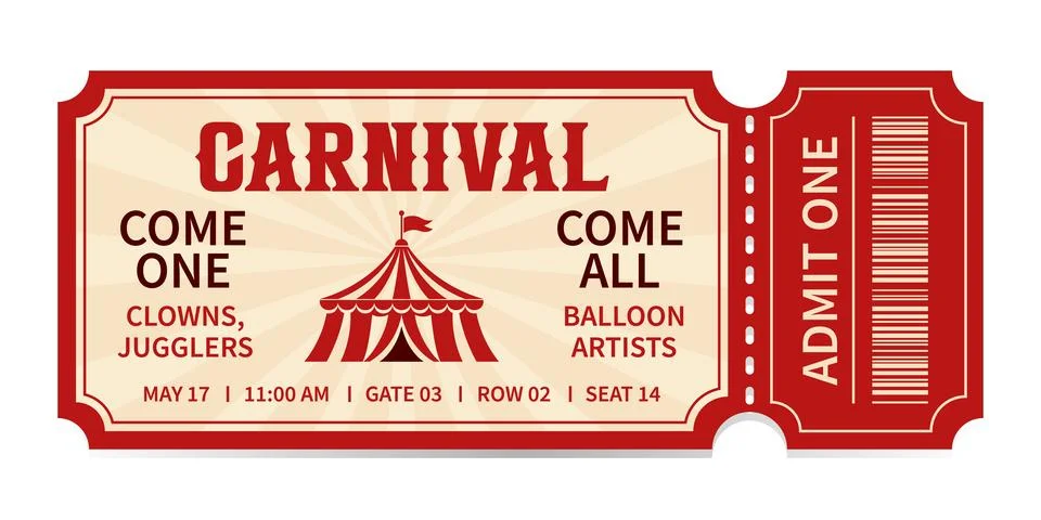 Circus ticket. Vector Image. Horizontal circus ticket. Stockillustratie