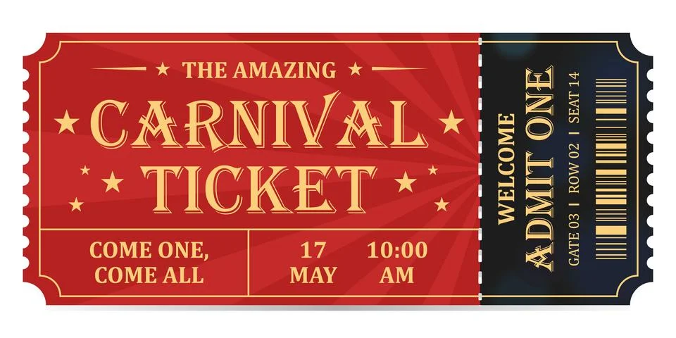 Circus ticket. Vector Image. Horizontal circus ticket. 库存插图