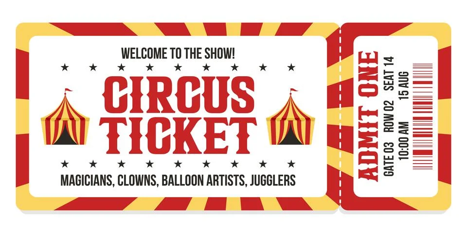 Circus ticket. Vector Image. Horizontal circus ticket. Stock Illustration