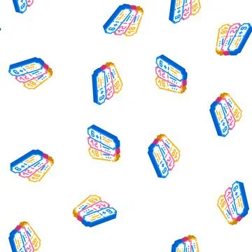 Circus tickets isometric icon seamless pattern color Stock Illustration