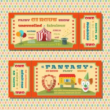 Circus tickets template Illustrazione stock