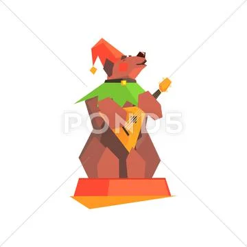 Circus Trained Bear Performing Stock Illustration