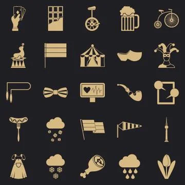 Circus training icons set, simple style 스톡 일러스트