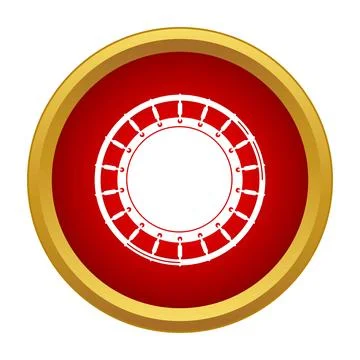 Circus trampoline icon with red circle and golden border Stock Illustration