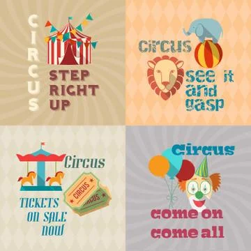 Circus vintage flat pictograms composition イラスト素材
