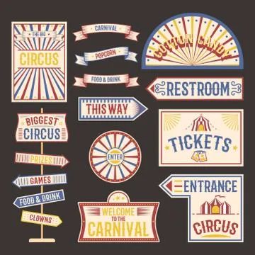 Circus vintage label banner vector illustration. Stockillustratie