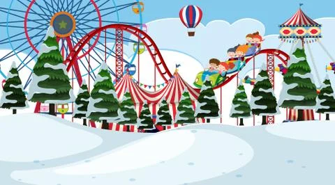 A circus winter landscape Stock Illustration