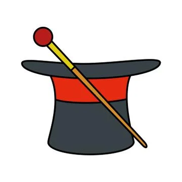 Circus wizard hat with wand Illustrazione stock