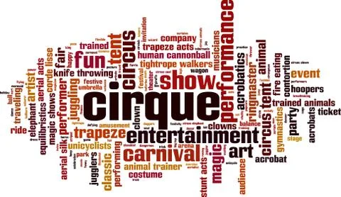 Cirque word cloud concept Stock Illustration