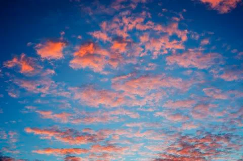 Cirrocumulus clouds sunset Stock Photos