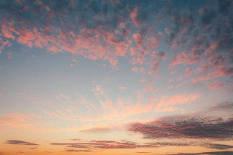 Cirrocumulus clouds sunset sky landscape Stock Photos
