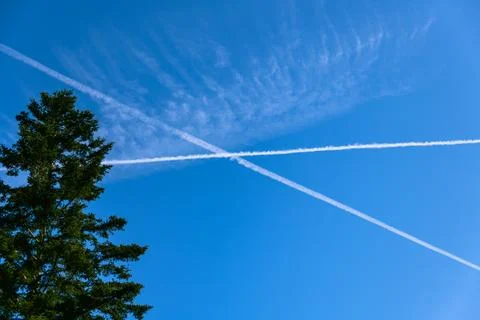 Cirrus Cloud And Contrails Stock Photos