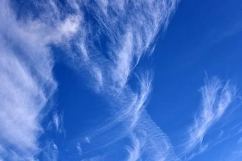 A cirrus cloud in a blue daytime sky Stock Photos