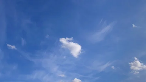 Cirrus clouds on the blue sky. Cumulus clouds move against a background of smoky Stock Footage 118972162