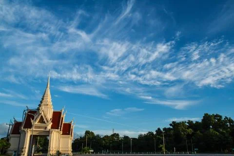 Cirrus clouds on blue sky 스톡 사진