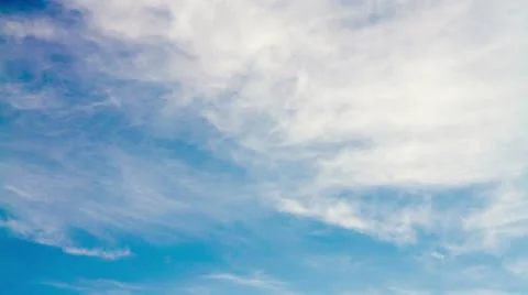 Cirrus clouds in blue sky. Time lapse. Stock Footage 10913252