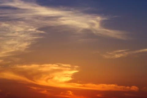 Cirrus clouds in the evening sky Stock-Fotos