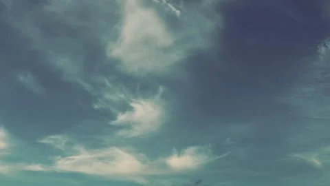 Cirrus clouds of fibrous structure and a whitish hue. Clouds of parallel threads Stock-Footage 237344421