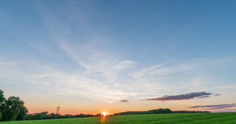 Cirrus clouds movement during sunset. Sky in subtle shades of orange. Stock Footage 211879524