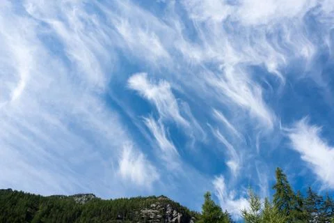 Cirrus Intortus, type of clouds Stock Photos