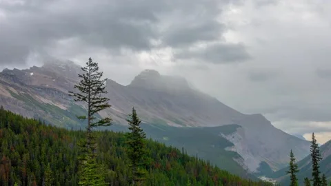 Cirrus Mountain Full Range Jasper National Park Ice-field Highway Time Lapse 4K Stock Footage 134638919