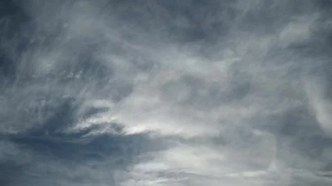 Cirrus summer clouds lit by a low angle sun moving across the sky Stock Footage 311128580
