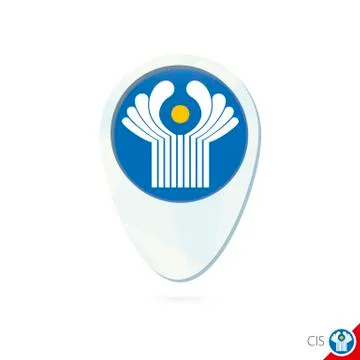 CIS flag location map pin icon on white background. Stock Illustration