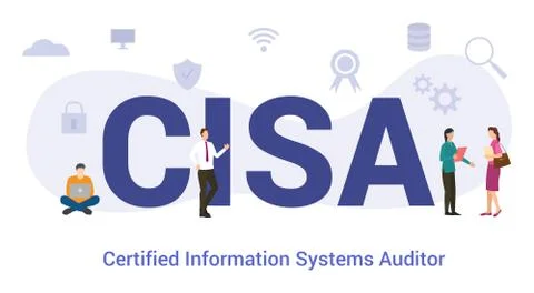 Cisa certified information systems auditor concept with big word or text and  Stock Illustration