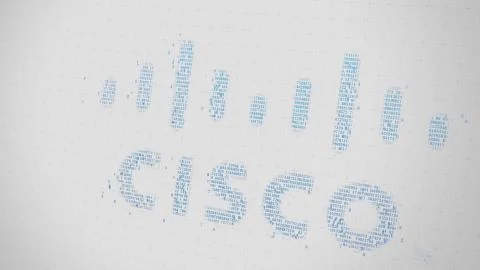 Cisco logo being made with many numbers. Digital business conceptual editorial 스톡 일러스트