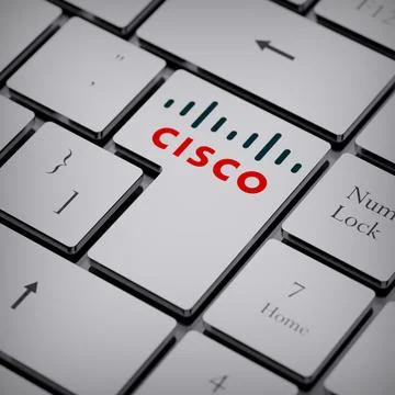Cisco logo notebook keycap 3d illustration stock market editorial Stock Photos