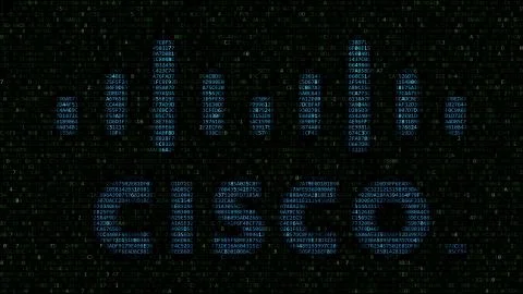 Cisco Systems logo made of hexadecimal symbols on computer screen. Editorial 3D Stock Illustration