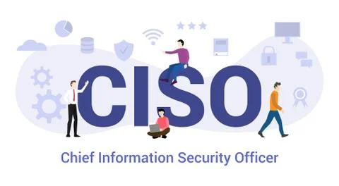 Ciso chief information security officer concept with big word or text and tea Stock Illustration
