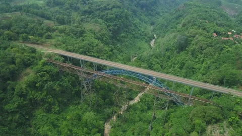 Cisomang Railway Bridge, the Highest Active Train Bridge in Indonesia, West Java Stock Footage 130647854