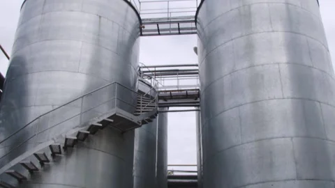 Cisterns. Metal cylinders. 스톡 동영상 199064513