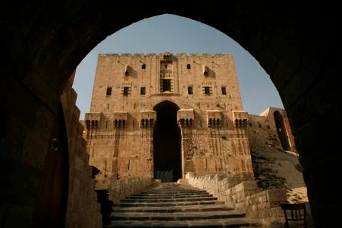 The Citadel in Aleppo, Syria. Stock Photos