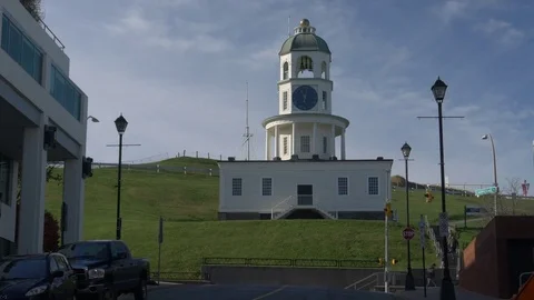 Citadel Hill Clock Tower in Downtown Halifax Nova Scotia. Stock Footage 82369108